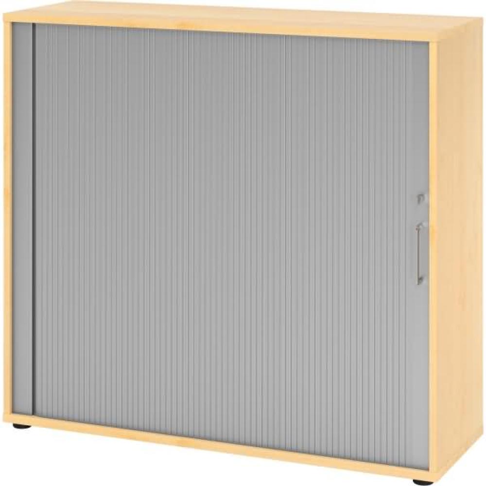 mcbuero. de Rollladenschrank 3OH BxTxH 120x40x110cm Griff BS Ahorn/Silb Bild 1