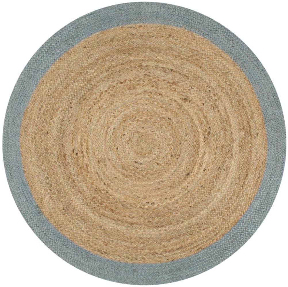 vidaXL Teppich Handgefertigt Jute mit Olivgrünem Rand 150 cm 133682 Bild 1