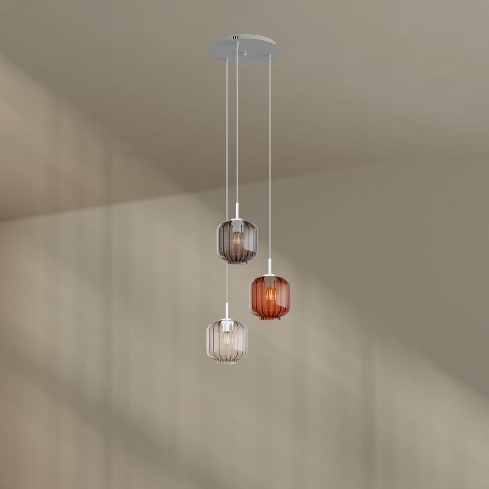 s.luce Velo 3-flammige Galerieleuchte Ø 40cm Baldachin Ø 20cm Braun, Klar, Rauch Bild 1