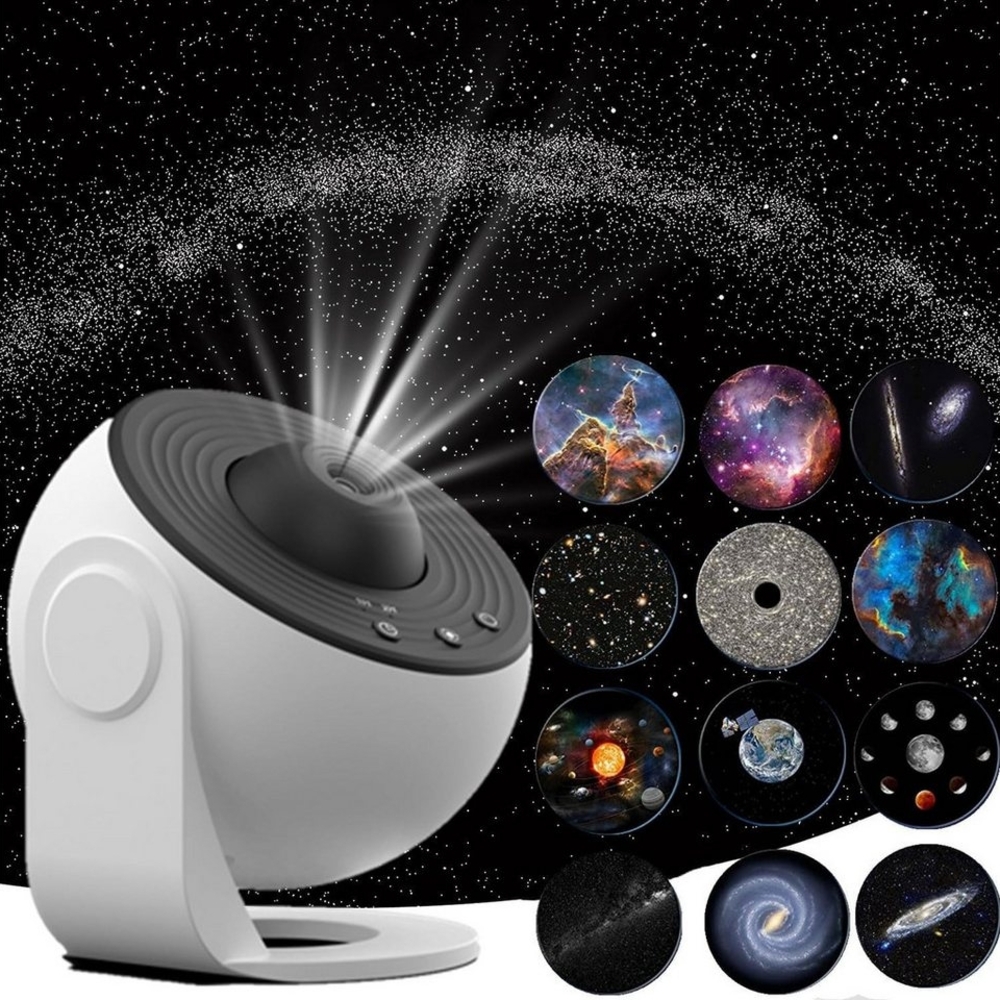 Jibenhome LED-Sternenhimmel Galaxy Projector 13-in-1-Filmscheiben, Timer, Nebel, Mond, Planeten, 360°-Drehung Projektionslampe Nachtlicht Bild 1