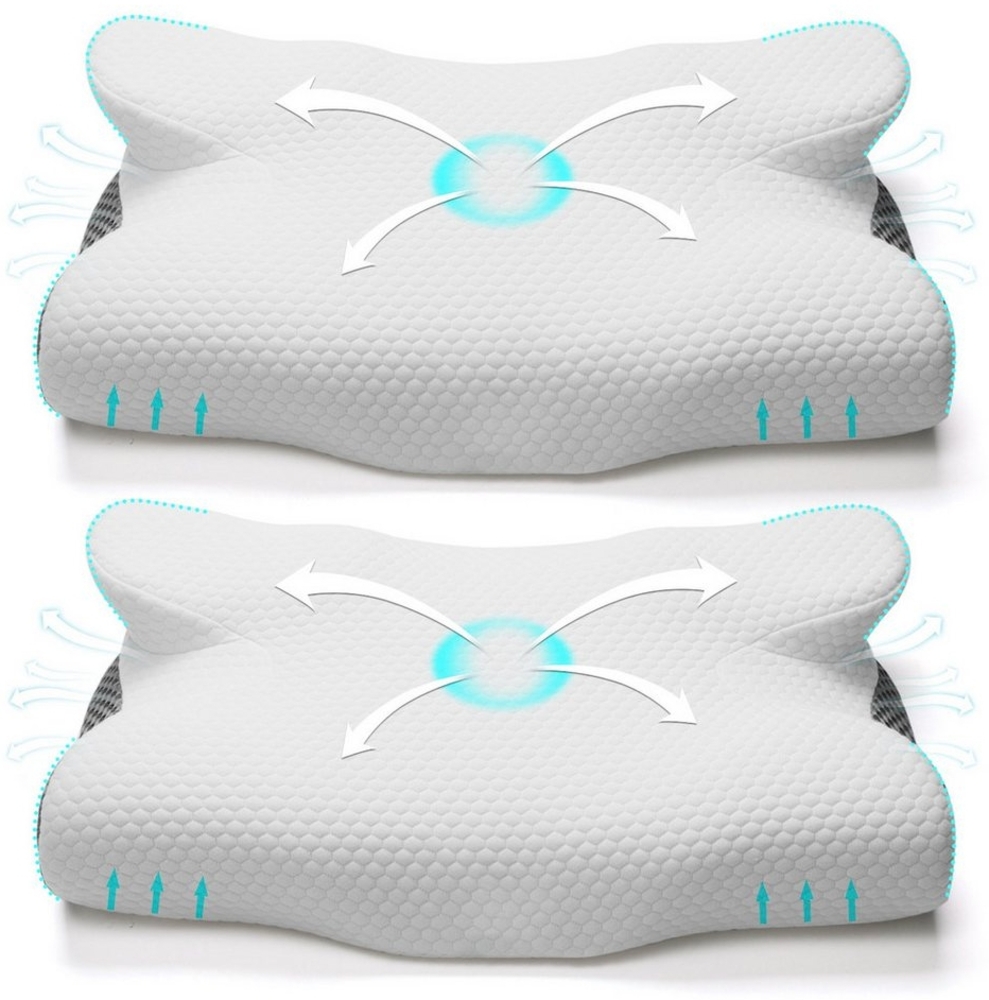 MULISOFT Nackenstützkissen Kopfkissen aus Memory Schaum 12cm Schlafkissen Nackenstützkissen, Füllung: Memory-Foam, Rückenschläfer, Seitenschläfer, Bauchschläfer, Ergonomisches Kissen, Nackenstützkissen gegen Nackenschmerzen Bild 1