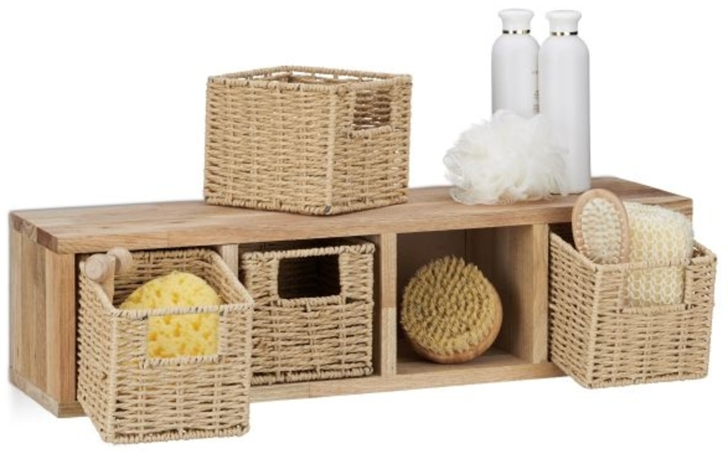2 x Walnuss Wandregal groß mit Körben Bild 1