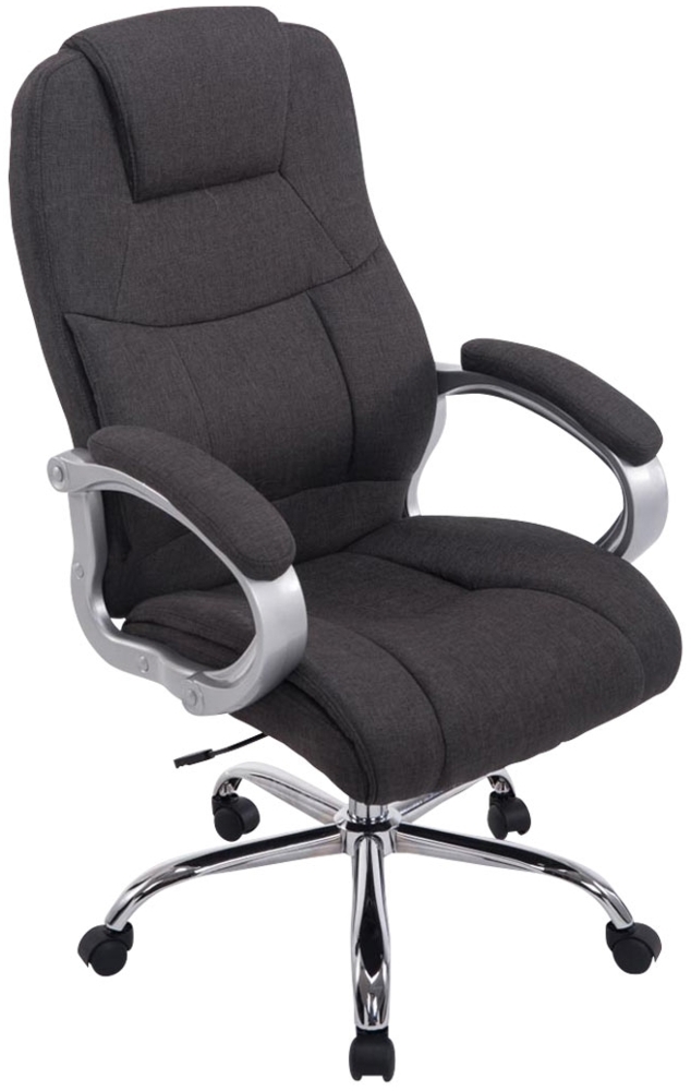 DELUKE® Bürostuhl SYDNEY Stoff - 113 x 66 x 70, Dunkelgrau Stoff Metall in Chromoptik Gestell ergonomische Bürostühle Homeoffice Stuhl mit Rollen Bild 1