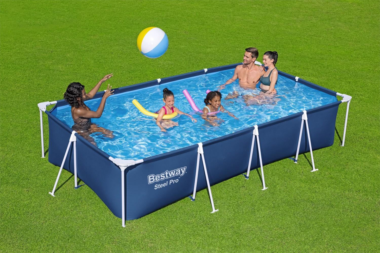 Steel Pro™ Frame Pool ohne Pumpe 400 x 211 x 81 cm , dunkelblau, eckig Bild 1