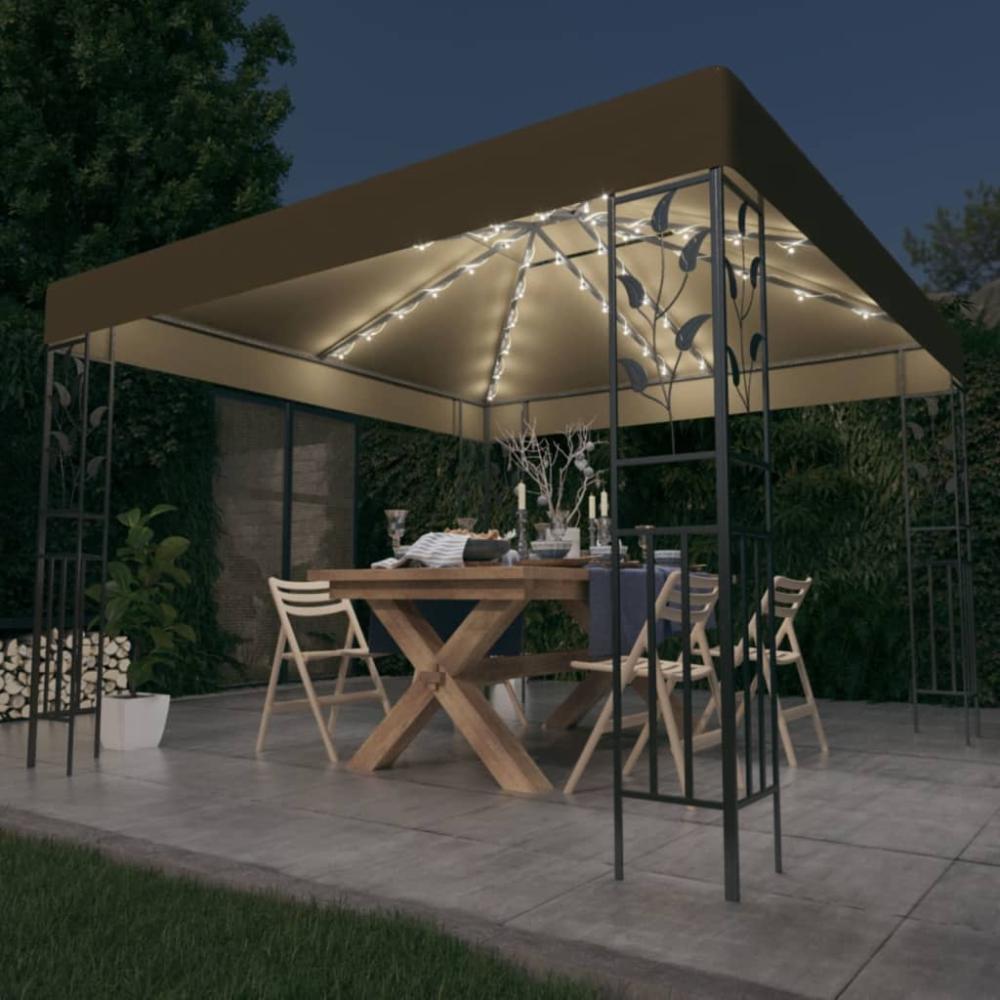 vidaXL Pavillon mit LED-Lichterkette 3x3 m Taupe 3070312 Bild 1