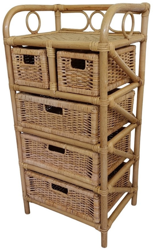 Rattani Standregal Rattanregal mit 3+2 Schüben, Korbregal mit Schub Fb. honig Bild 1