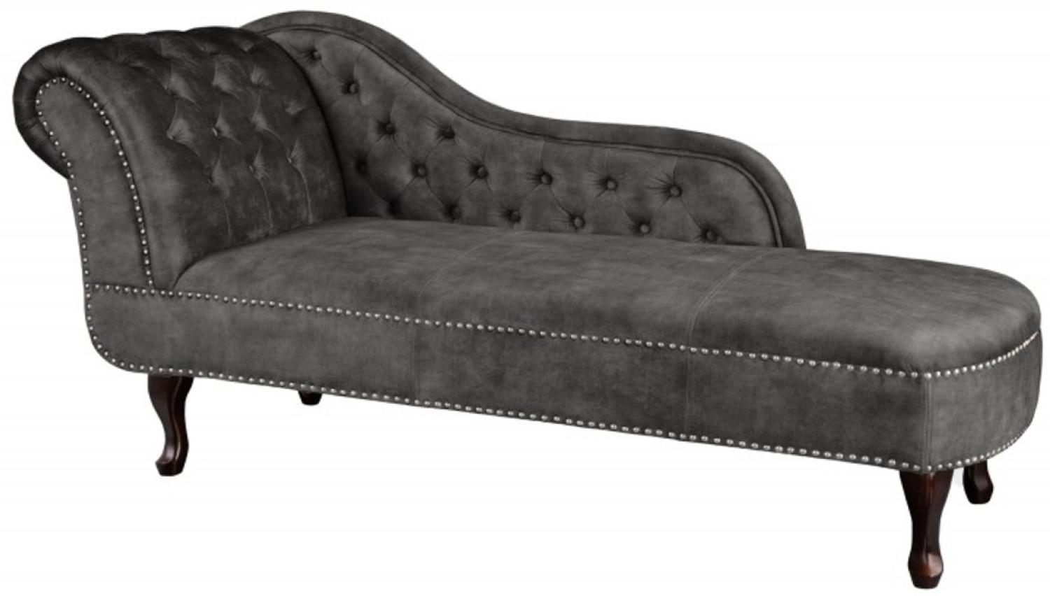 Chesterfield Chaiselongue Dunkelgrau / Braun aus dem Hause Casa Padrino - Wohnzimmer Liege Sofa Bild 1