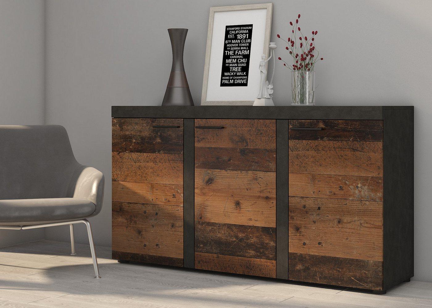 Furnix Kommode Alvor Sideboard Anrichte mit 3 Türen 149 cm klassisch, 148,8x82x40,3 cm, multifunktional einsetzbar & zeitlos Bild 1