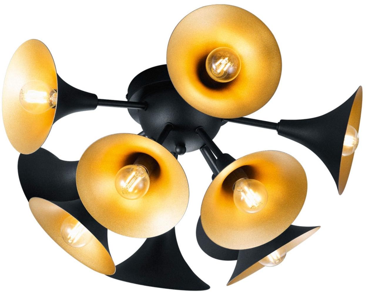 LED Deckenleuchte, Trompeten-Optik, schwarz-gold Bild 1