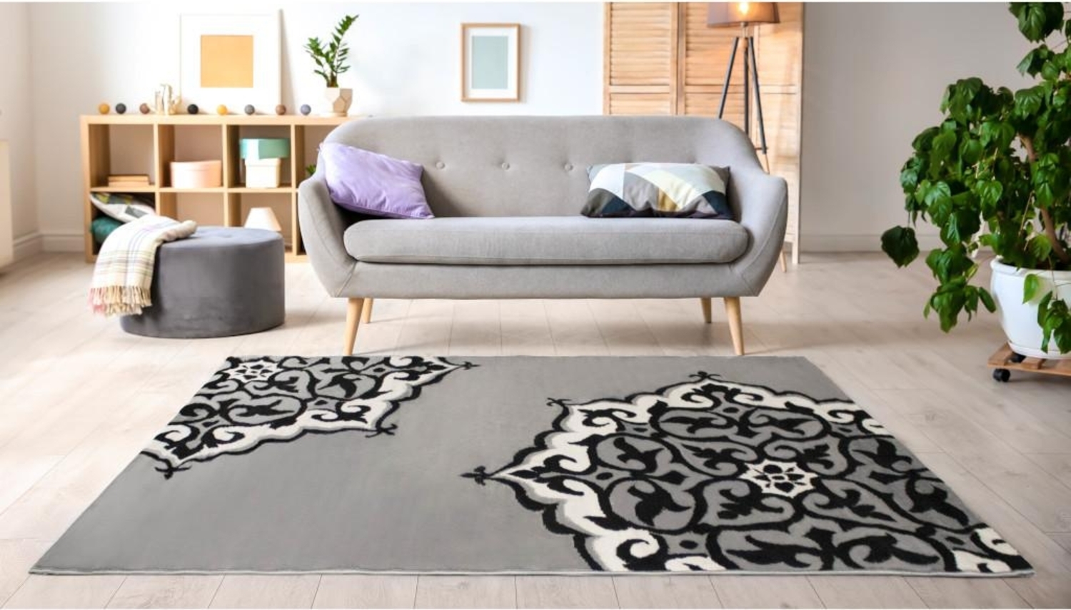 Vente-unique - Teppich - 200 x 290 cm - Polypropylen - Grau & Schwarz - ROSIA Bild 1