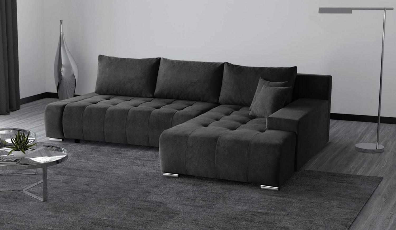 Beautysofa Ecksofa Draco L, Grau, Dunkelgrau, inkl. Wellenfedern Ecke mit Einfügung, mit Schlaffunktion Bild 1