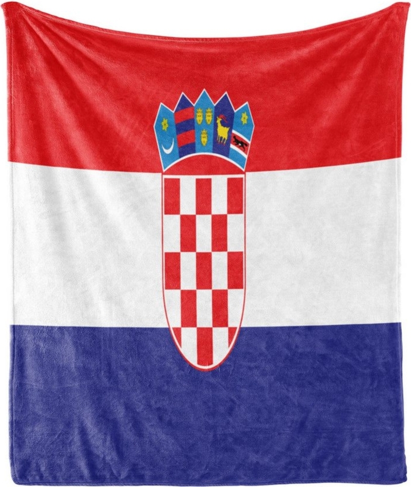 Wohndecke Gemütlicher Plüsch für den Innen- und Außenbereich, Abakuhaus, Kroatien Einfaches Design Flagge Druck Bild 1