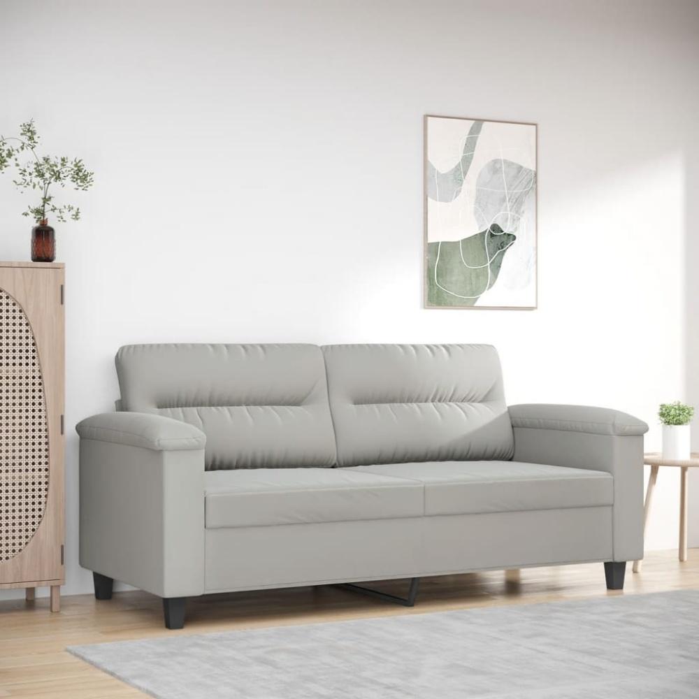 vidaXL 2-Sitzer-Sofa Hellgrau 140 cm Mikrofasergewebe Bild 1