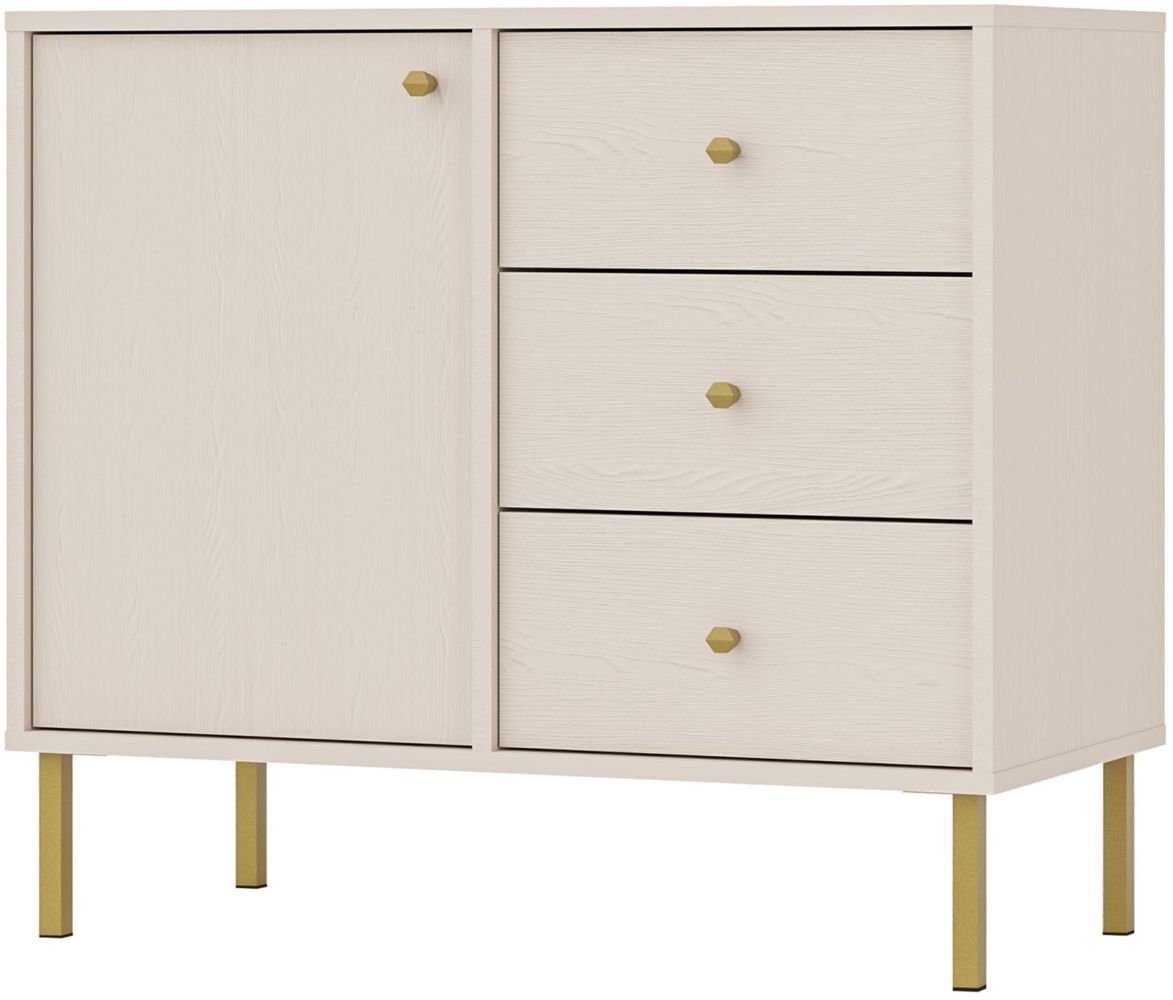 Selsey 'Oktio' Sideboard 1-türig mit 3 Schubladen, sandbeige, ca. 74 x 84 x 41 cm Bild 1