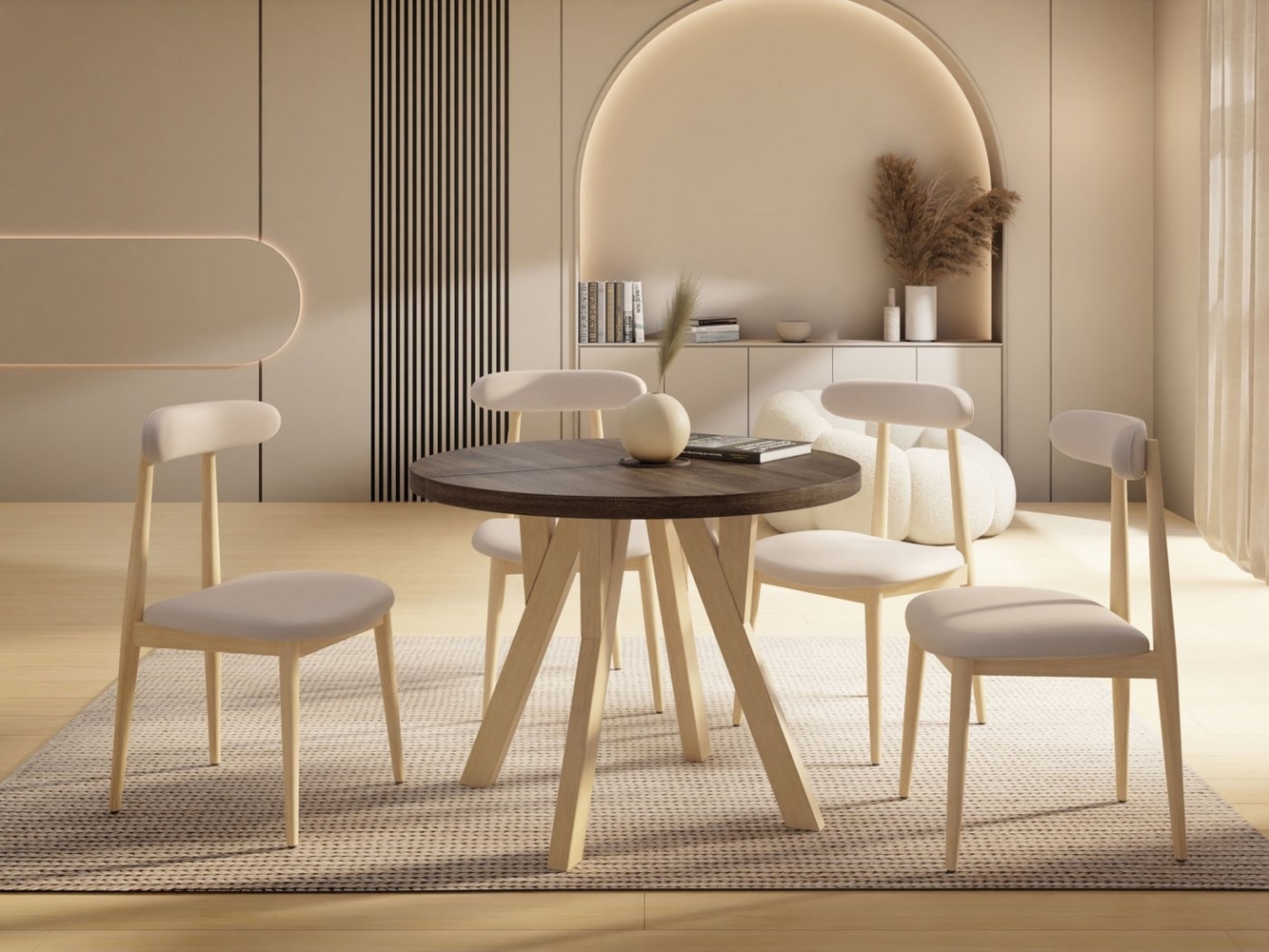 WFL GROUP Esstisch Avero (vier Größen – 80/90/100/100 cm, ausziehbar auf 160/190/140/200 cm), platzsparender Tisch für kleine Küche, Esszimmer oder Wohnzimmer Bild 1