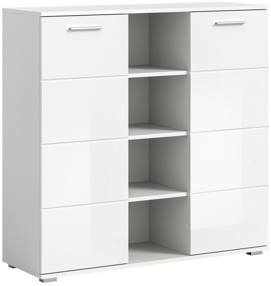 Newroom Kommode Franklin, Kommode Weiß Hochglanz Sideboard Highboard Modern Zeitlos Flur Diele Bild 1