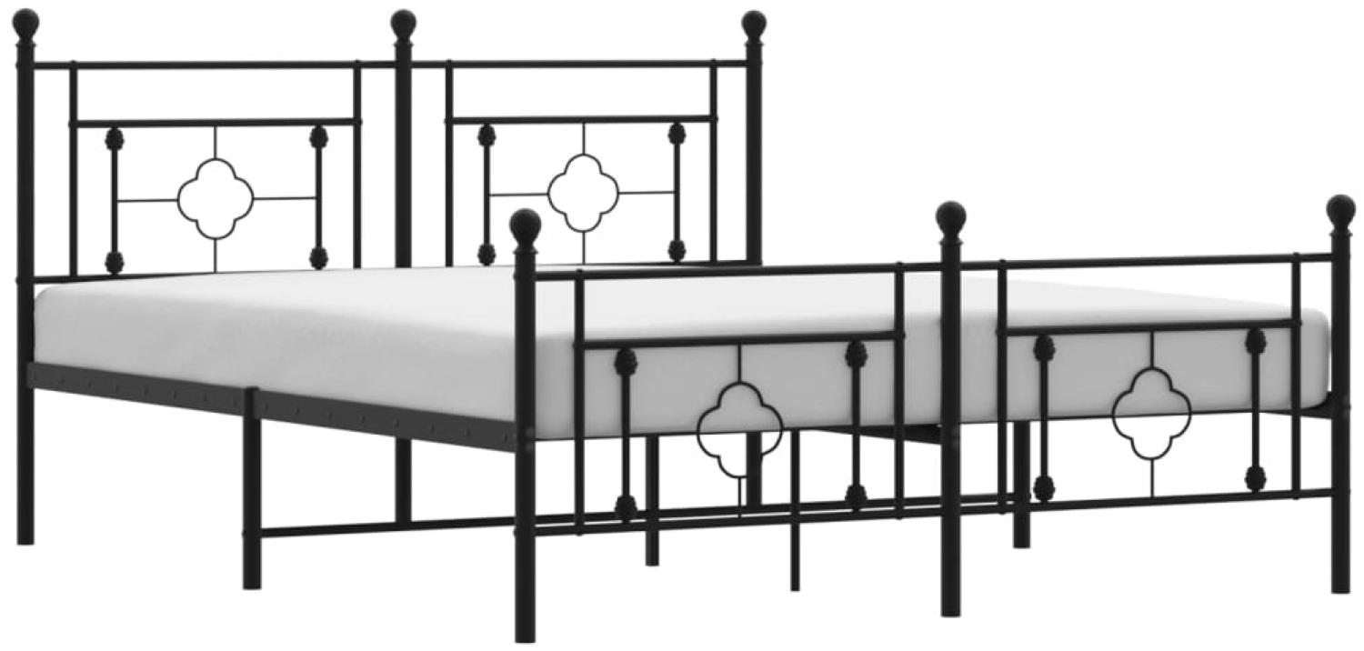 vidaXL Bettgestell mit Kopf- und Fußteil Metall Schwarz 150x200 cm 374359 Bild 1