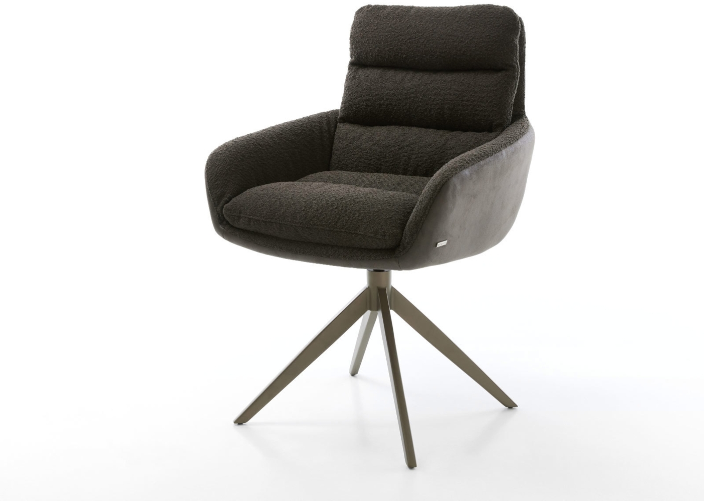 Drehstuhl Abelia-Flex mit Armlehnen Materialmix Schwarz Kreuzgestell breit Effektfinish Titan 360° drehbar Wippfunktion Bild 1