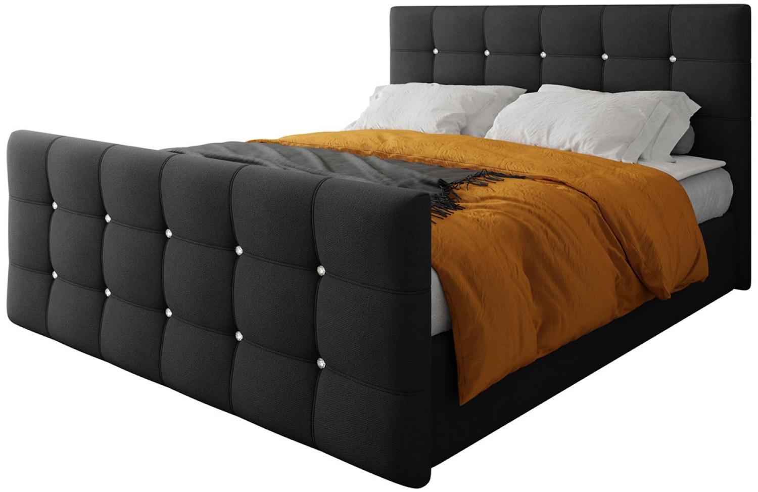 Mirjan24 Boxspringbett Atasir, Dunkelgrau 140 x 200 cm Webstoff Bild 1