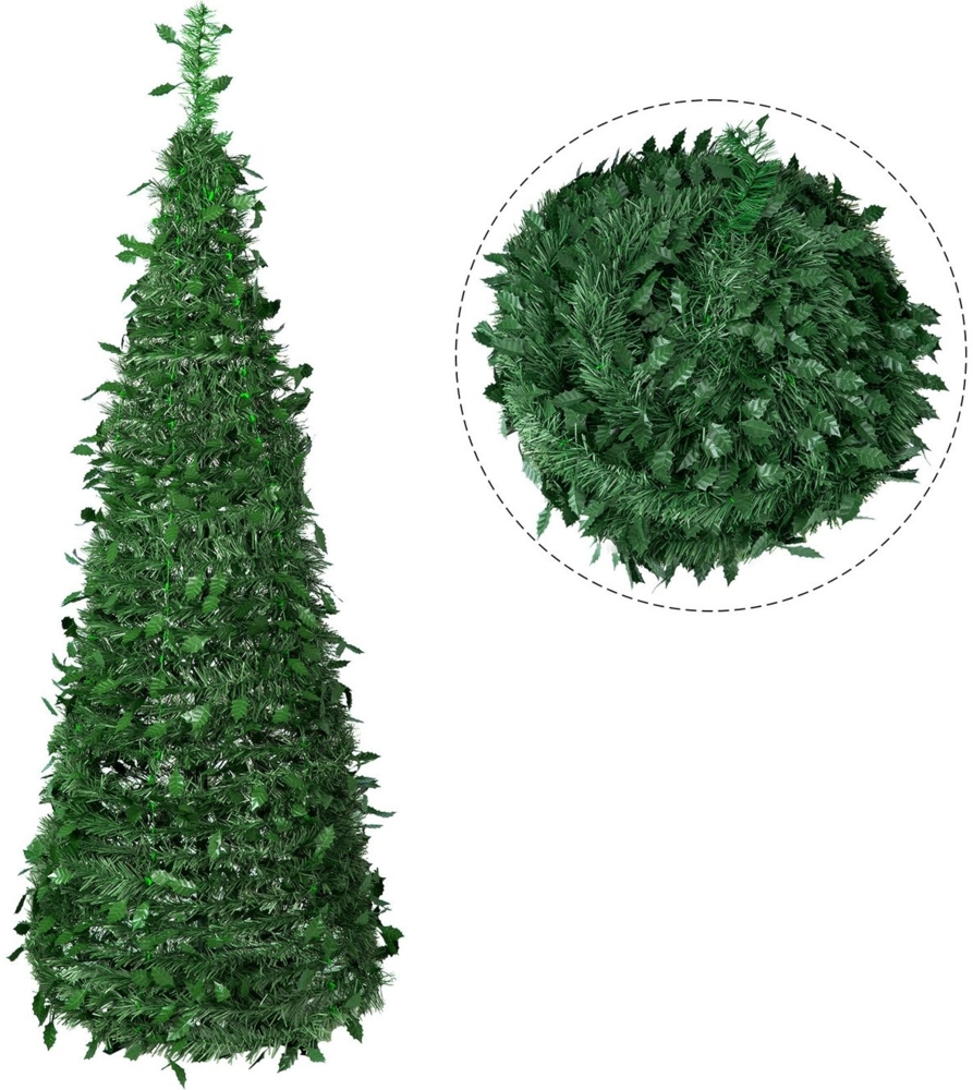 Homewit Künstlicher Weihnachtsbaum Pop Up Weihnachtsbaum, 150cm, Faltbarer, mit Beleuchtung Schleife, mit Abnehmbarem Ständer, für Weihnachtsdekoration Bild 1