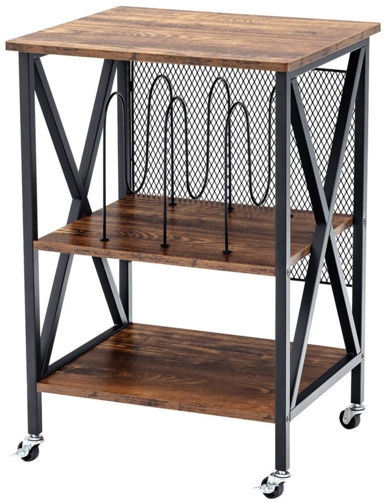 COSTWAY Nachttisch, Plattenspielerständer, rollbar, Metall, 45x52x75cm Bild 1