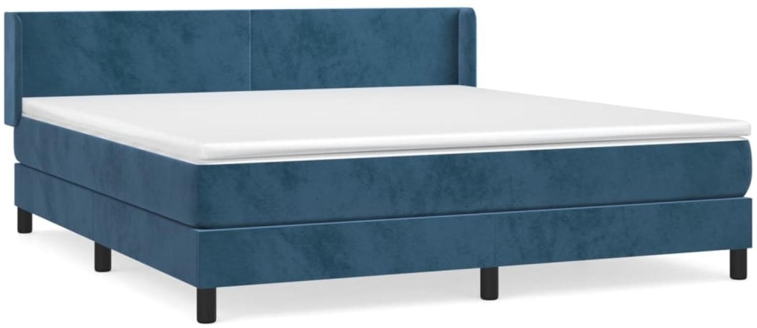 vidaXL Boxspringbett mit Matratze Dunkelblau 160x200 cm Samt 3130851 Bild 1