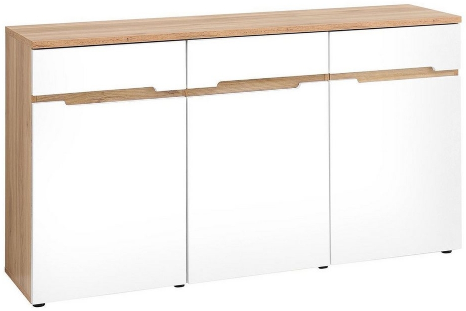 Vito Sideboard CLYDE, Mauvella Eiche Dekor, Weiß supermatt, 3 Türen, 1 Schublade, B 150 x H 82 x T 38 cm Bild 1