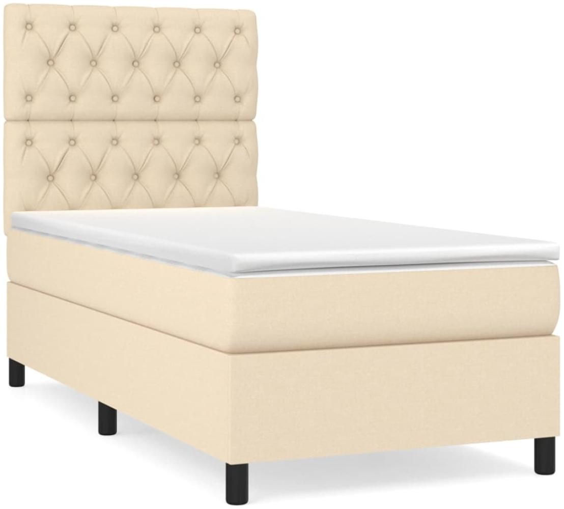 vidaXL Boxspringbett mit Matratze Creme 80x200 cm Stoff, Härtegrad: H2 [3141974] Bild 1