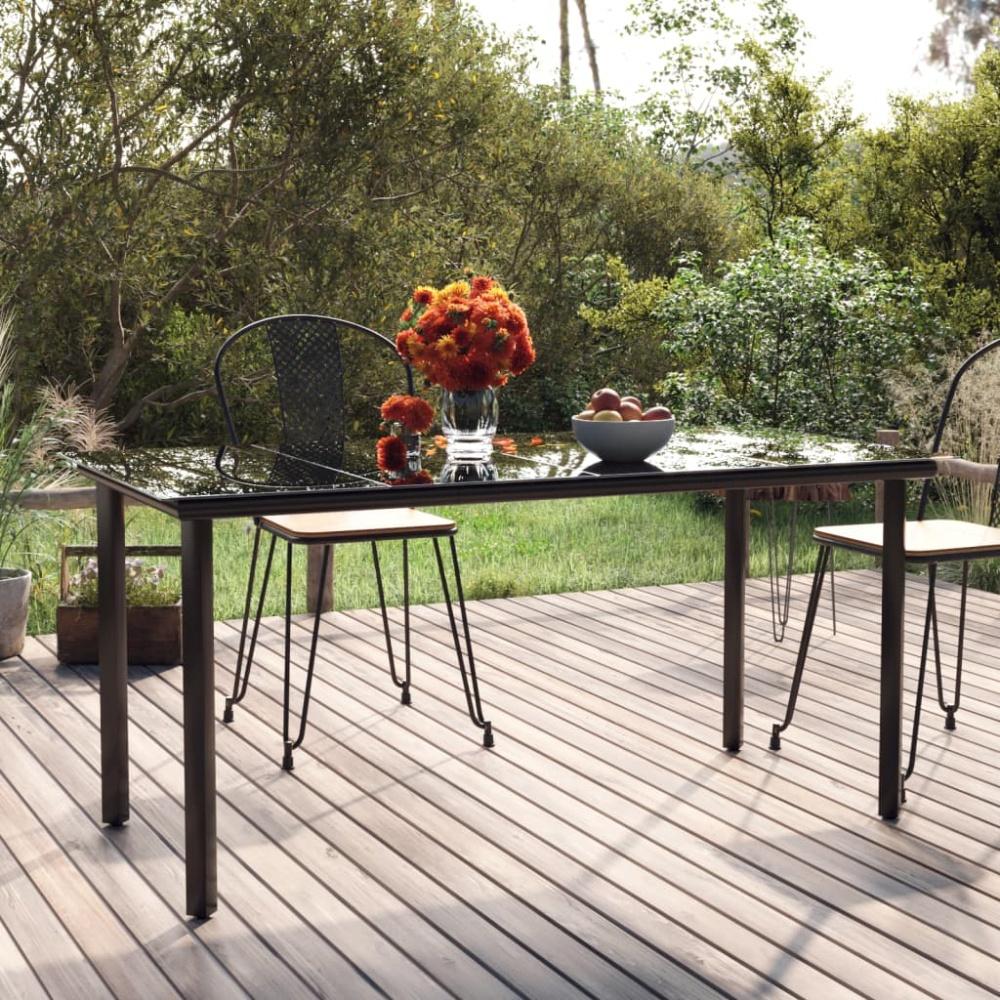 vidaXL Garten-Esstisch Schwarz 160x80x74 cm Stahl und Hartglas 319283 Bild 1