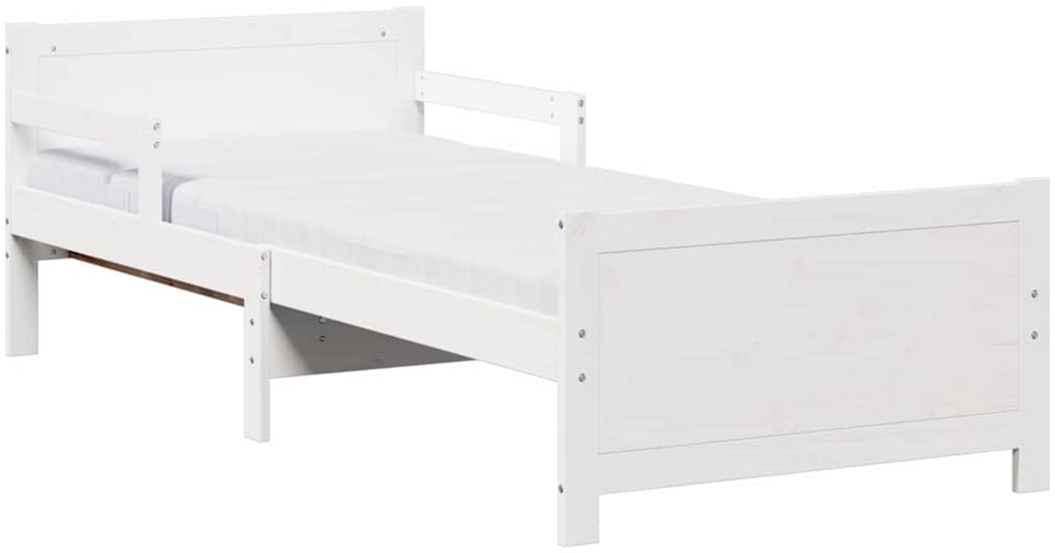 vidaXL Bettrahmen mit Matratze Weiß 80 x 200 cm Massives Kiefernholz 3385959 Bild 1
