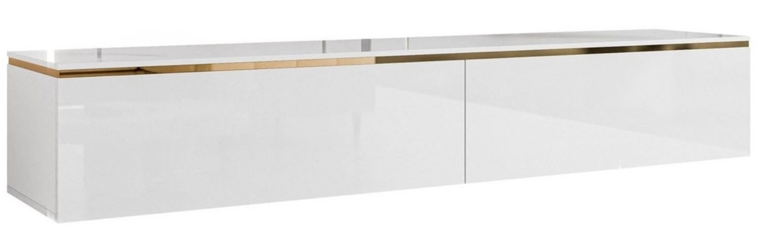 ALLHOUSE24 Lowboard Hängender TV Schrank PEONY 180 Breite weiß Hochglanz Bild 1