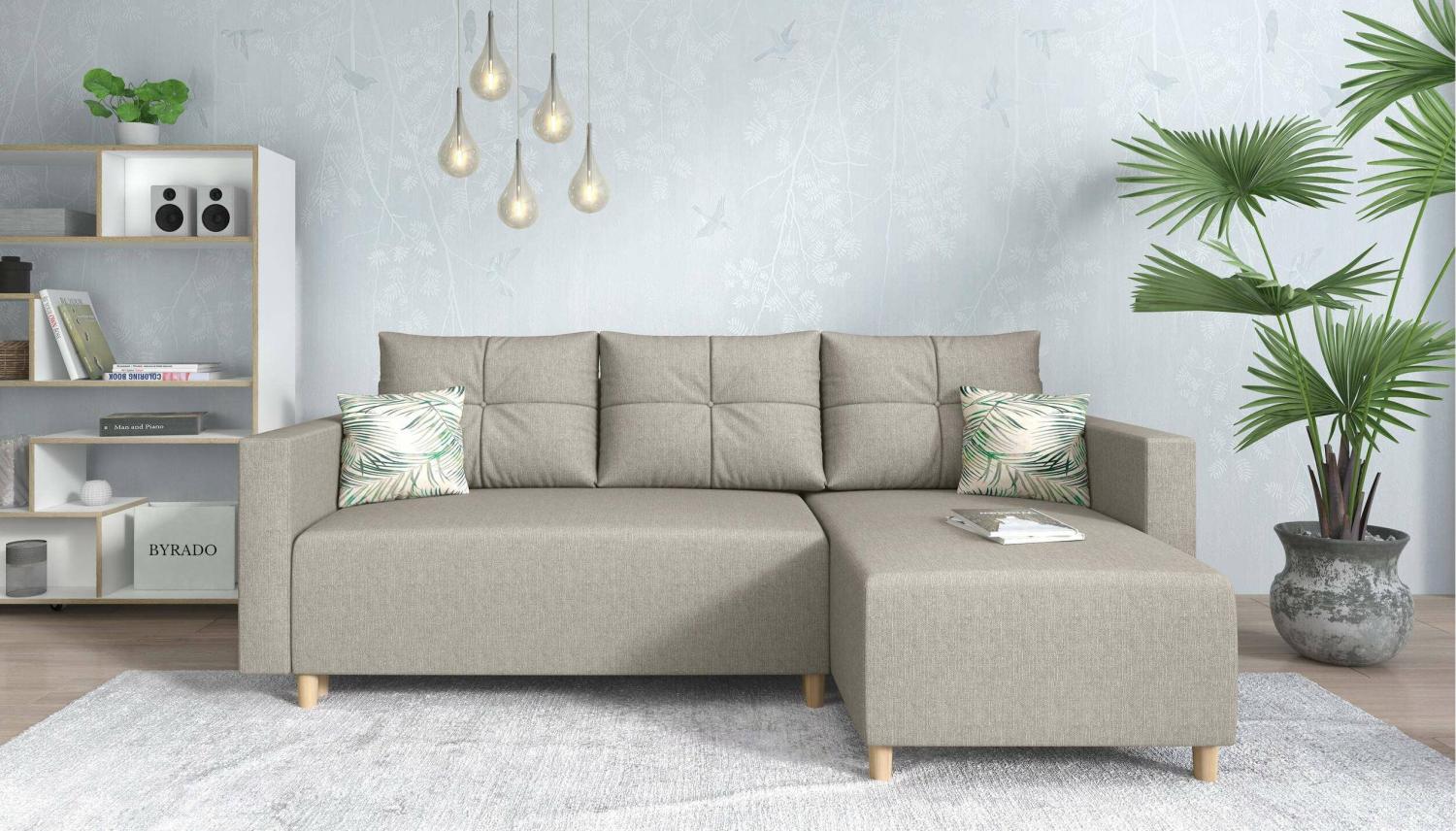 Stylefy Lamone Ecksofa Strukturstoff Beige Rechts Bild 1