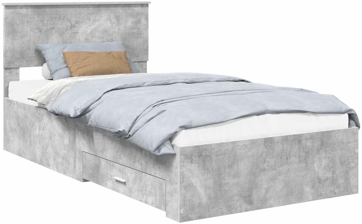 vidaXL Bettrahmen mit Kopfteil Beton Grau 100x200 cm Holzwerkstoff 3410934 Bild 1
