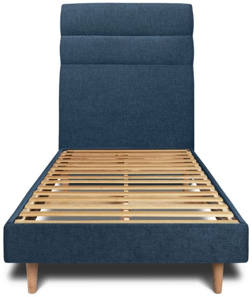 Bett mit Kopfteil – Korbgeflecht-Canvas-Stoff - 90 x 190 cm Bild 1