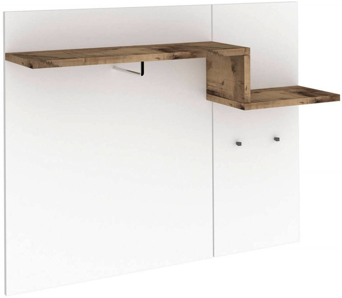 Dmora Eingangsmöbel Mugello, moderner Multifunktionseingang, Mehrzweckschrank für die Eingangshalle, 100 % Made in Italy, 120 x 30 x 100 cm, glänzendes Weiß und Ahorn, Bild 1