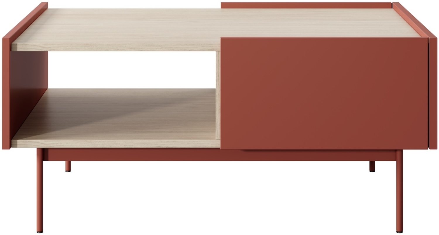 Couchtisch Color L-97 Wohnzimmertisch 97x65x45cm Grifflos Keramikrot Eiche Linea Bild 1