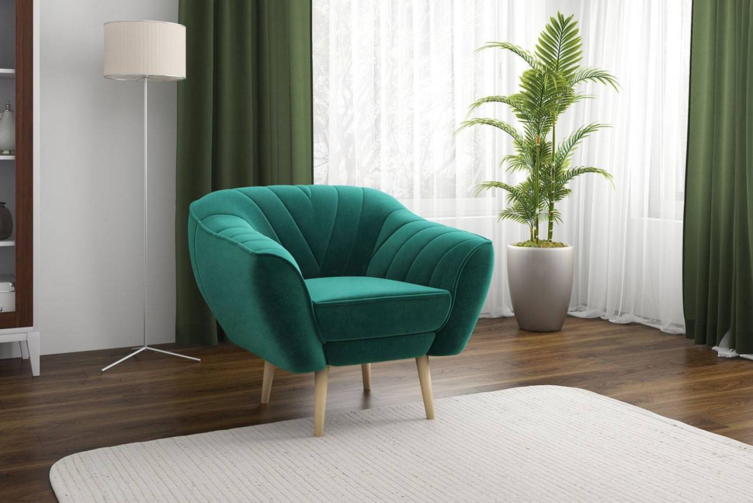 Klassische Sofas, Lounge-sofa, Ziernähte - MIA - 1 Sitzer - Dunkelgrün Velours Bild 1