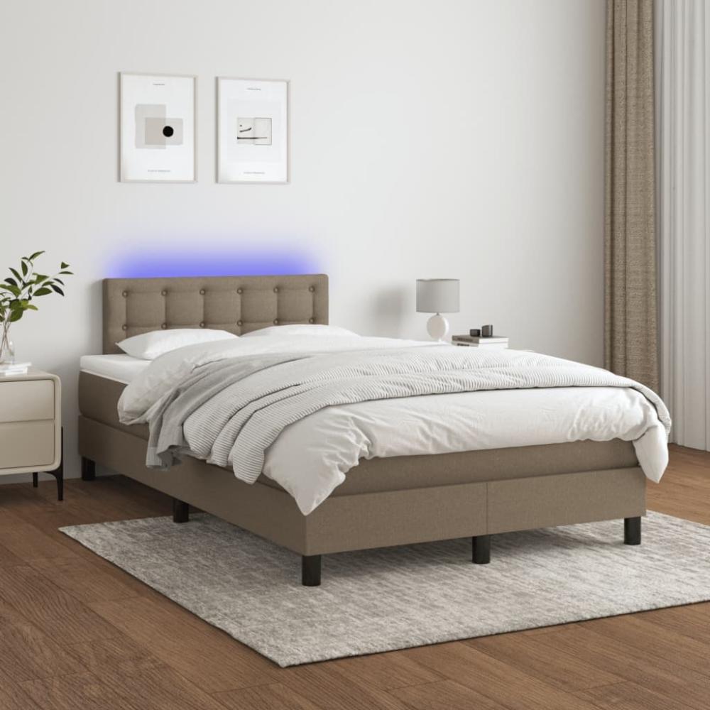 Boxspringbett mit Matratze & LED Stoff Taupe 120 x 200 cm, Härtegrad: H2 [3133465] Bild 1