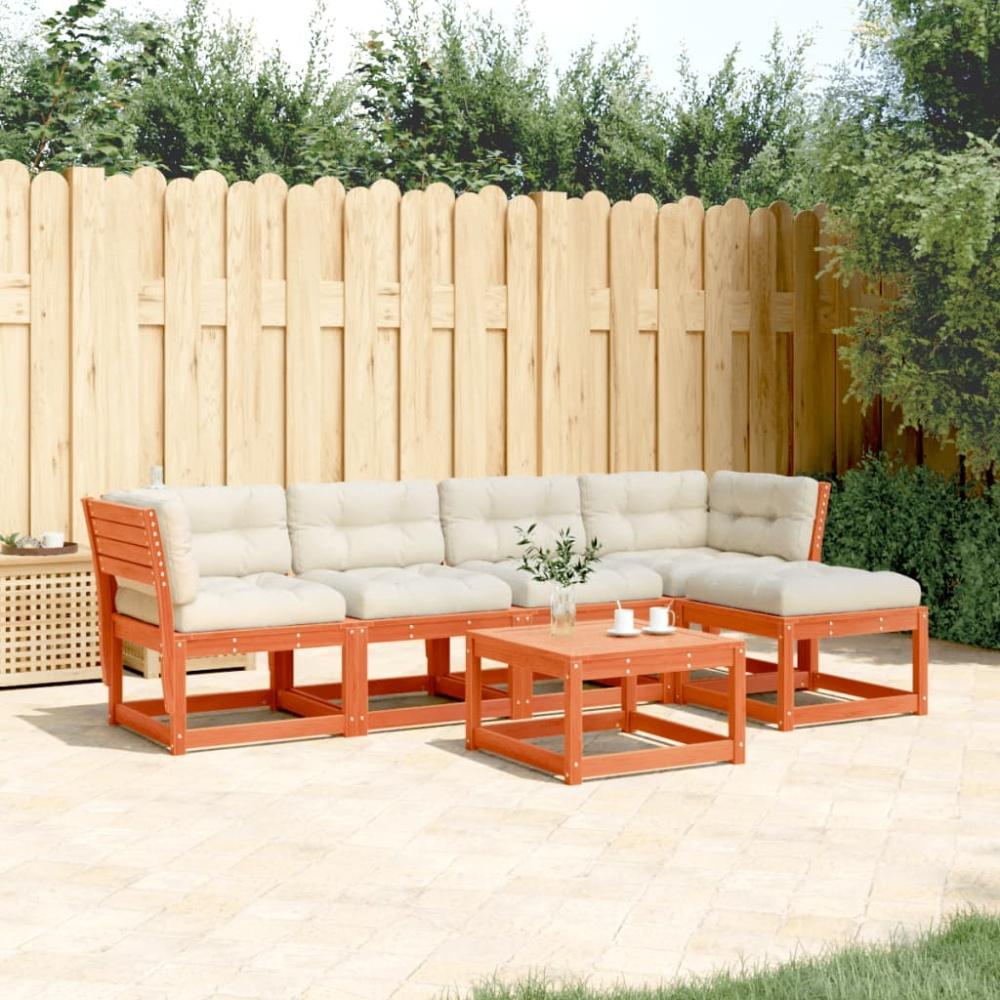 vidaXL 5-tlg. Garten-Sofagarnitur mit Kissen Wachsbraun Kiefernholz 3217007 Bild 1