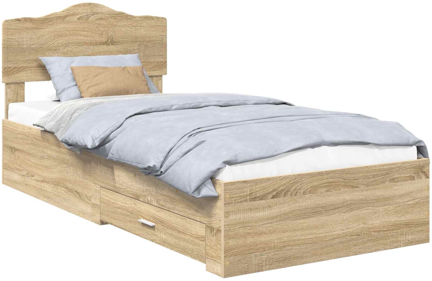 vidaXL Bettrahmen mit Kopfteil Sonoma-Eiche 75x190 cm Holzwerkstoff 3413258 Bild 1