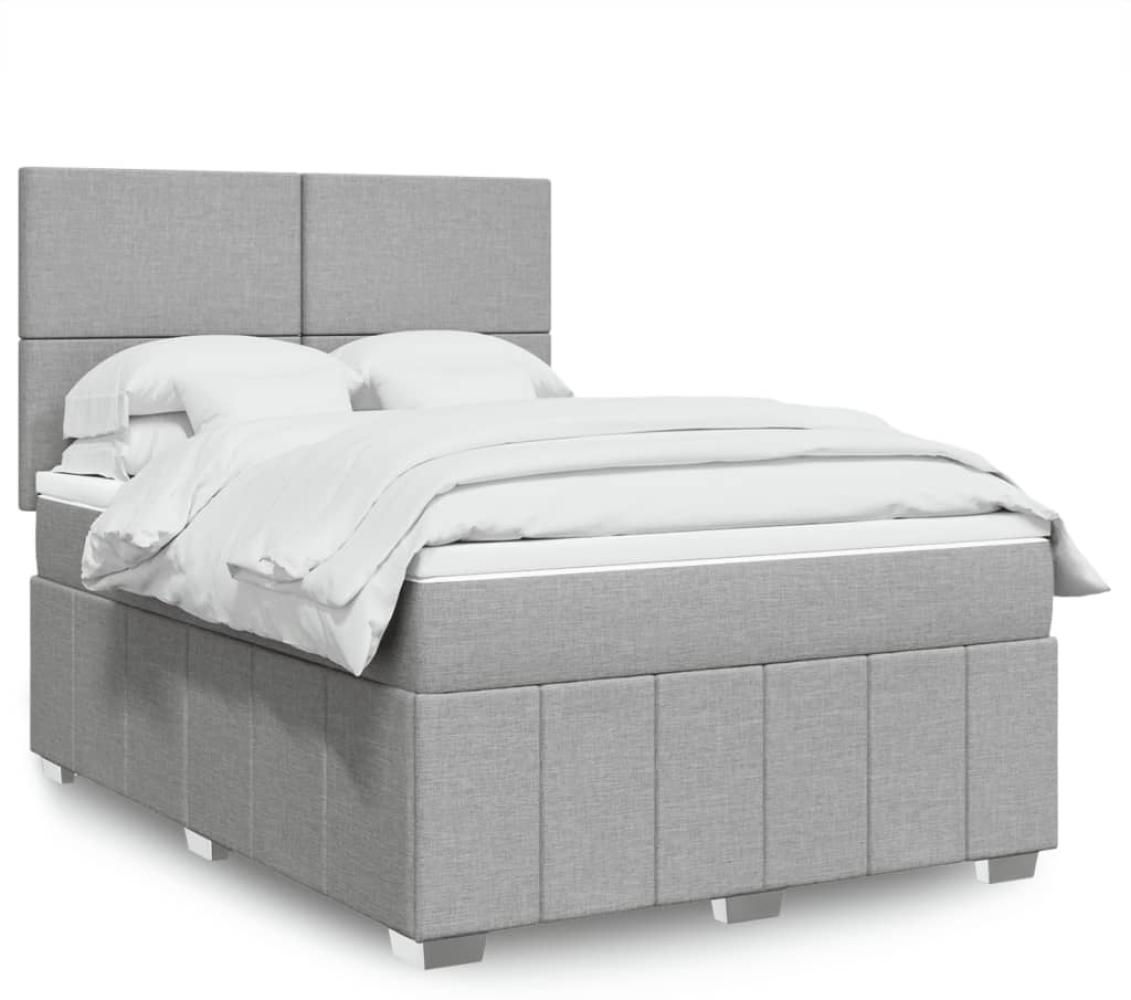 vidaXL Boxspringbett mit Matratze Hellgrau 140x190 cm Stoff 3293956 Bild 1