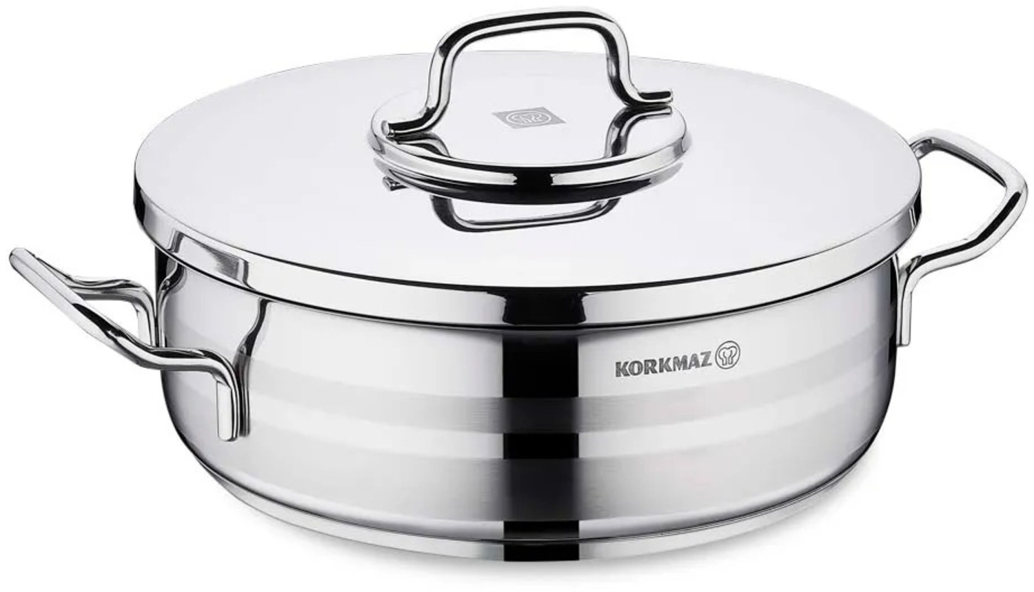 Korkmaz Astra2 Low Casserole 26x8,5 cm - 4,5 L, Edelstahl-Kochtopf mit Deckel Bild 1
