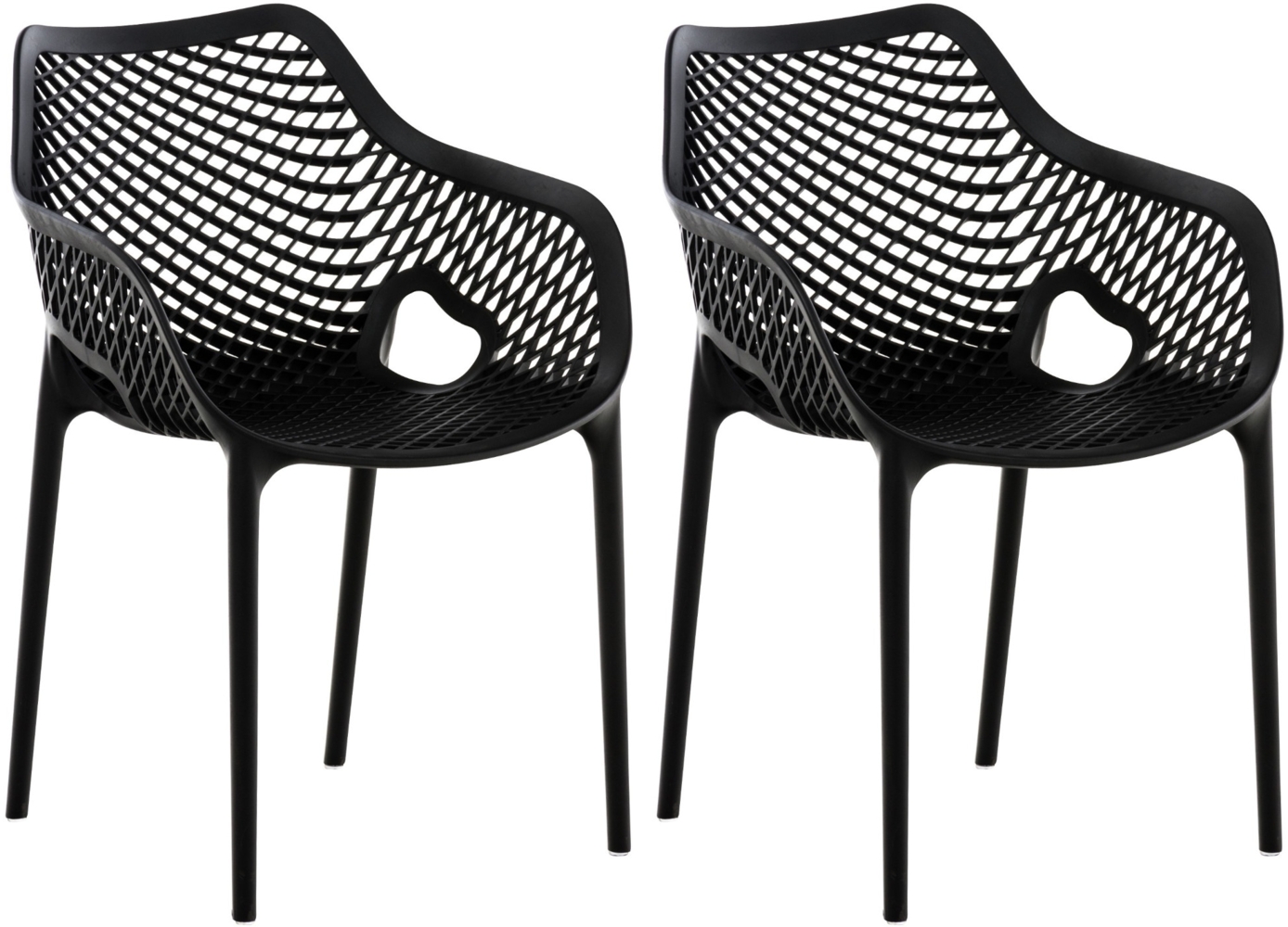 CLP 2er Set Stühle Air XL stapelbar mit einer Sitzhöhe von 44 cm,schwarz Bild 1