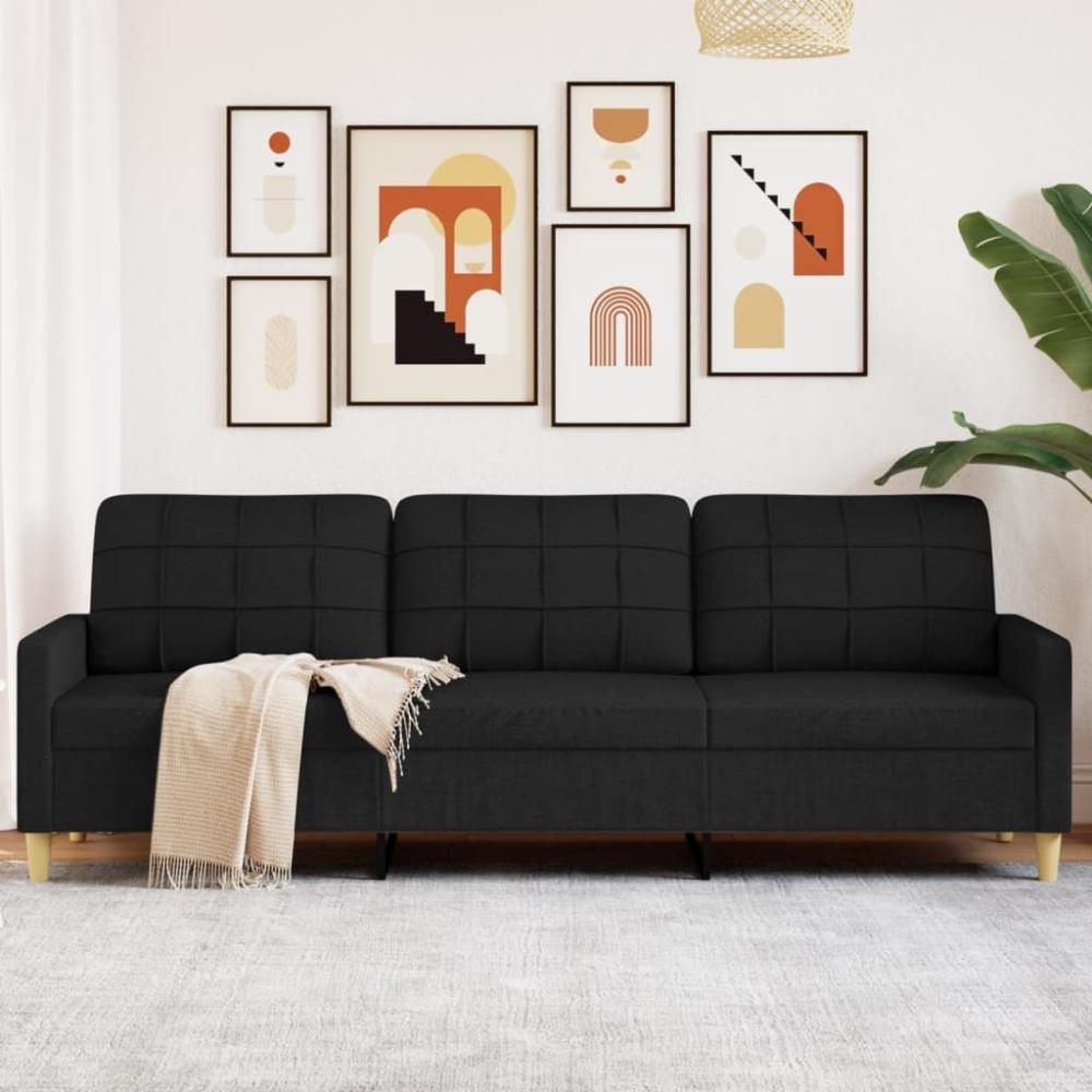 vidaXL 3-Sitzer-Sofa Schwarz 210 cm Stoff 4007418 Bild 1