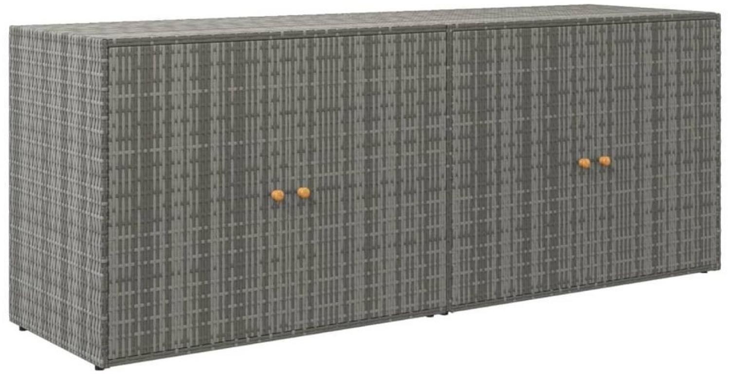 DOTMALL Gartenbox Gartenschrank Grau 198x55,5x80 cm Poly Rattan Bild 1