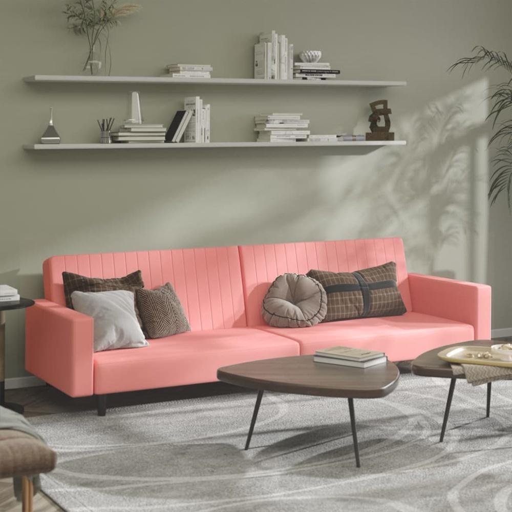 vidaXL Schlafsofa 2-Sitzer Rosa Samt Bild 1