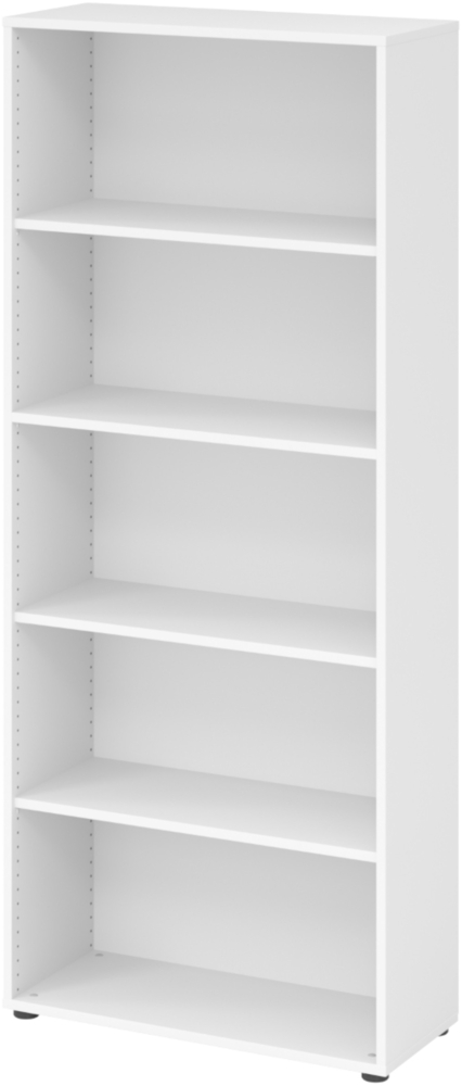bümö Regal weiß, Standregal aus Holz für 5 Ordnerhöhen - Bücherregal 80 cm breit, Aktenregal für Ordner & Bücher, Büroregal, Holzregal, Ordnerregal, Aufbewahrungsregal, Buchregal, 4000-W Bild 1
