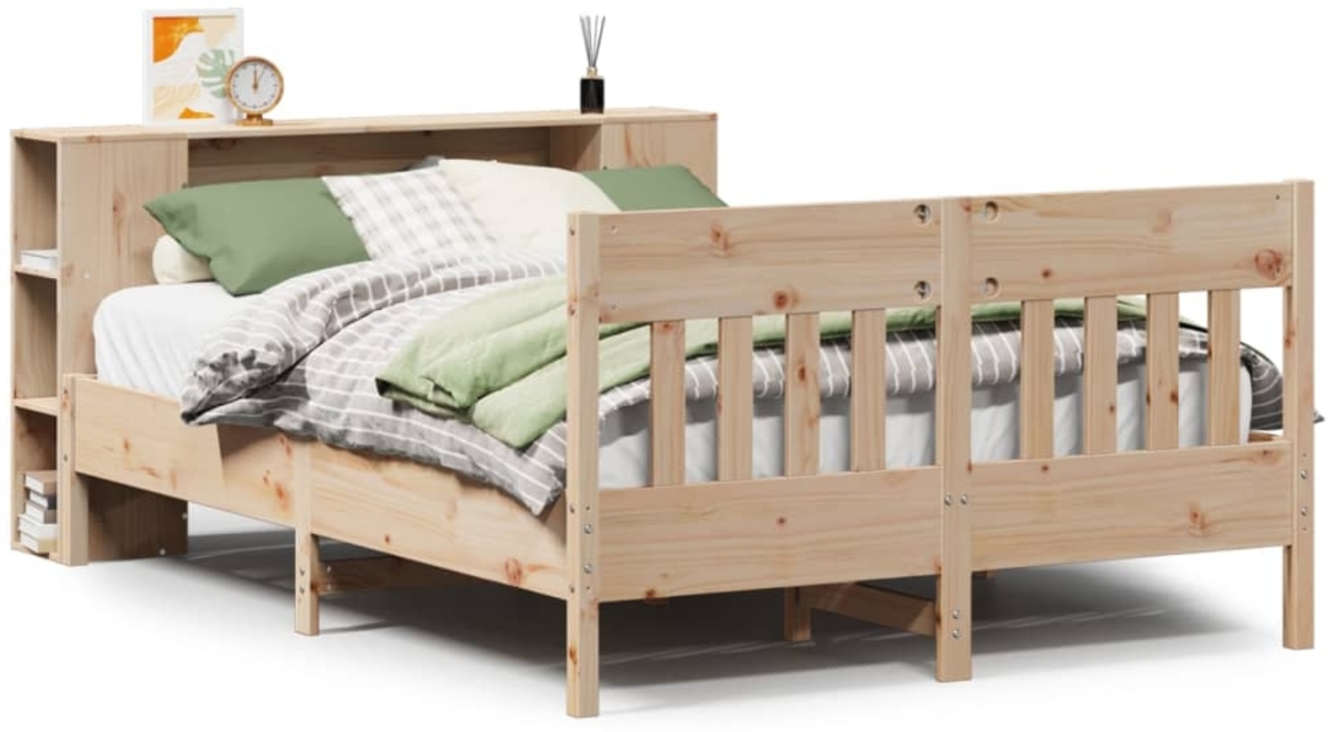 vidaXL Massivholzbett mit Regal ohne Matratze 140x190 cm Kiefer 3323188 Bild 1