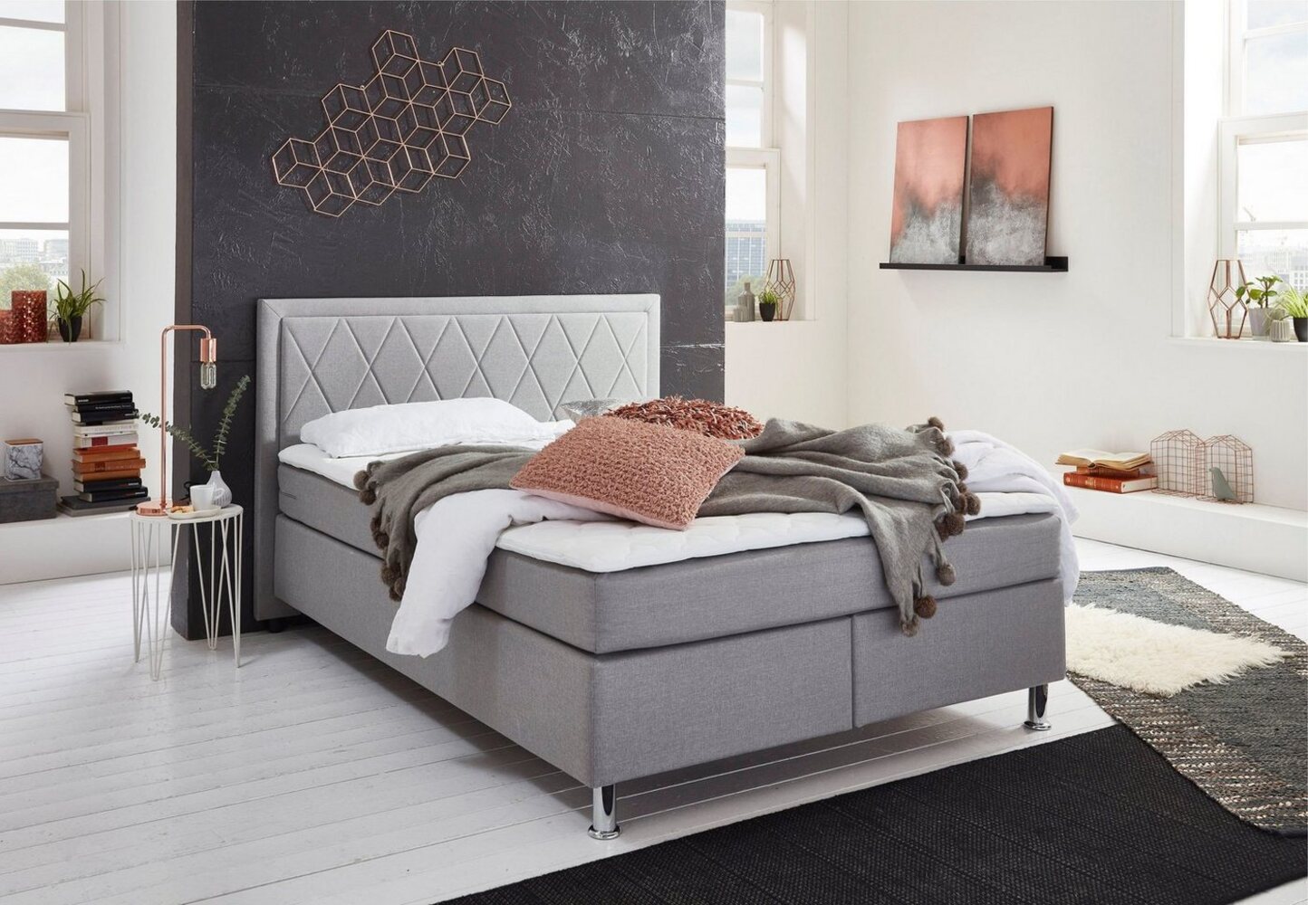 ATLANTIC home collection Boxbett Helen, Tonnentaschenfederkern-Matratze und Topper, wahlweise mit Bettkasten Bild 1