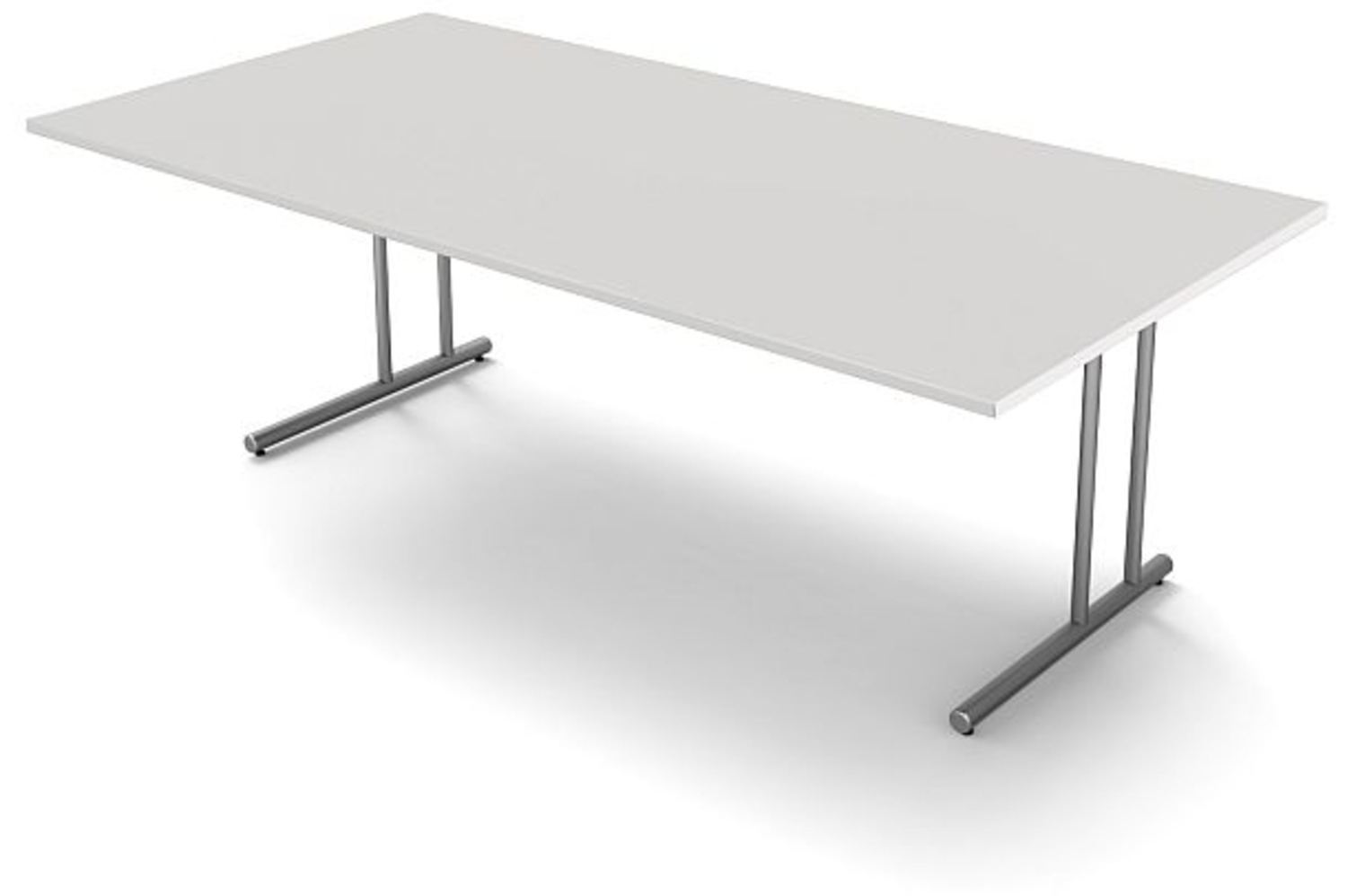 Kerkmann Schreibtisch START UP Extra groß 200x100x75 cm C-Fuß-Gestell alusilber inkl. Kabelkanal verschiedene Dekore Lichtgrau Bild 1